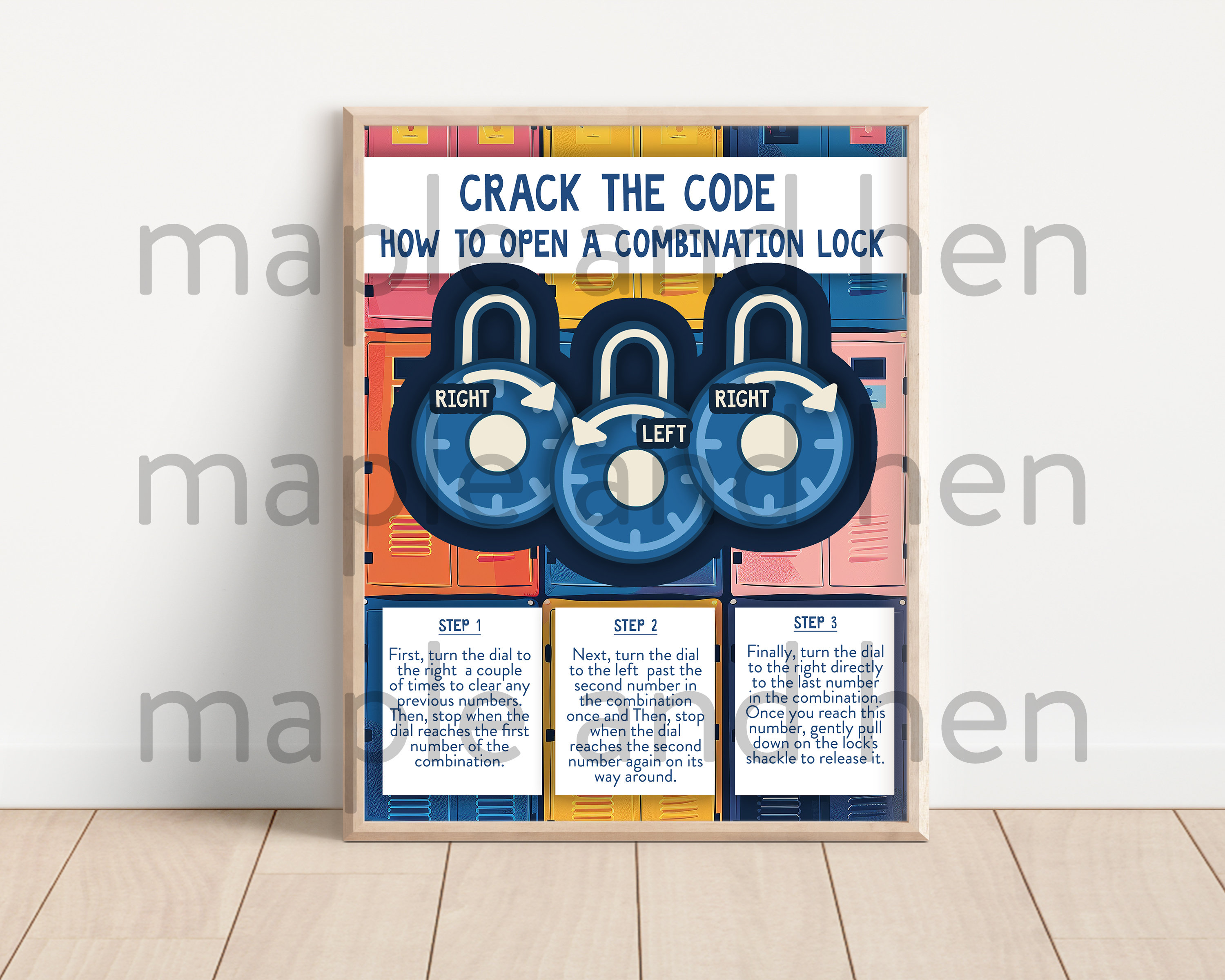 Middle Locker Lock Locker Combination Steps for Middle School | Combo Lock Directions Back ...