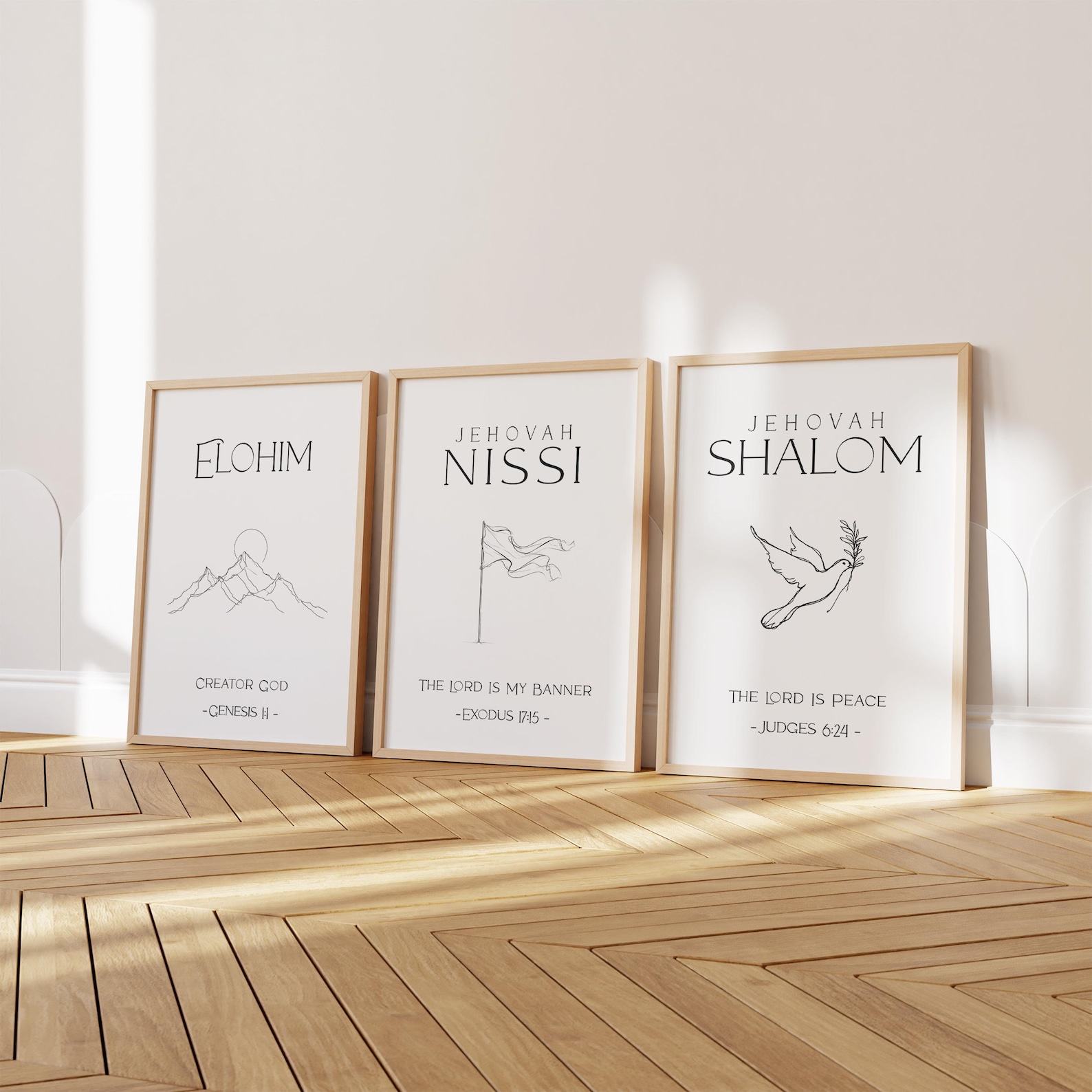 14 Names of God Poster Set | Minimalist Christian Wall Art | Old ...