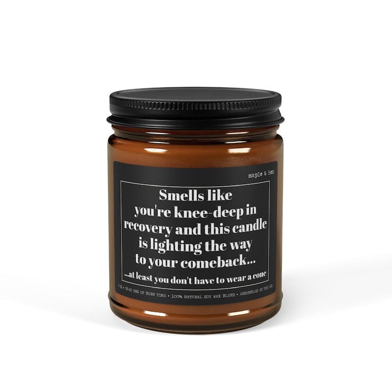 Knee Surgery Recovery Candle | Funny Gift for after Knee Surgery | Knee Replacement, ACL/MCL Surgery | Post-Surgery Encouragement | Get Well 9oz