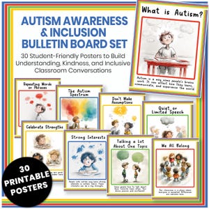 Tablero de anuncios del Mes de Concientización sobre el Autismo / Carteles sobre Neurodiversidad para Primaria / Decoración del aula para la aceptación del autismo, Cartel de actividades de inclusión SEL
