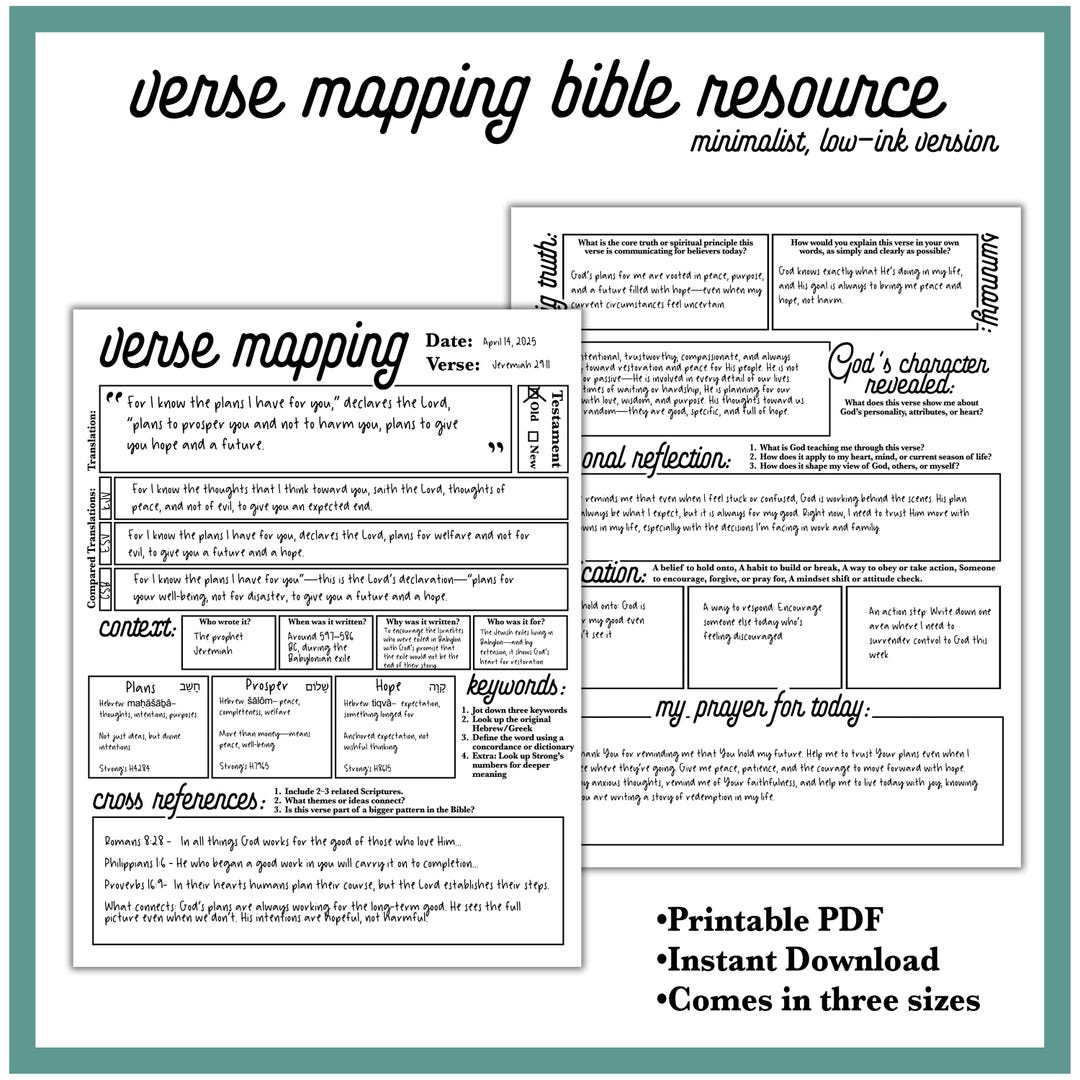 Bible Verse Mapping Study Guide | Printable Bible Study Pages ...