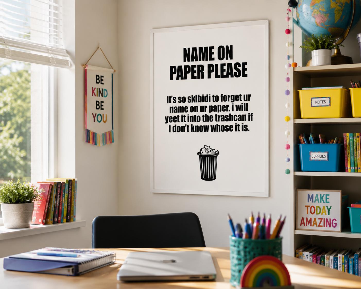 Funny Classroom Poster | High School Middle School Teacher Put Name on ...