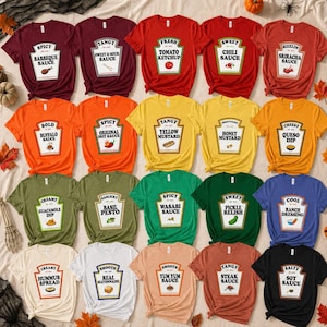 Group Condiment Shirts | Matching Condiment Halloween Costume Party Shirt | 2026 Softball Tournament Tshirt | Adults Youth Ketchup Ranch Tee