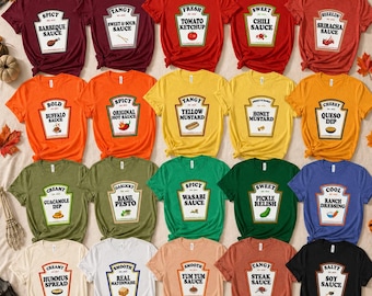 Group Condiment Shirts | Matching Condiment Halloween Costume Party Shirt | 2026 Softball Tournament Tshirt | Adults Youth Ketchup Ranch Tee