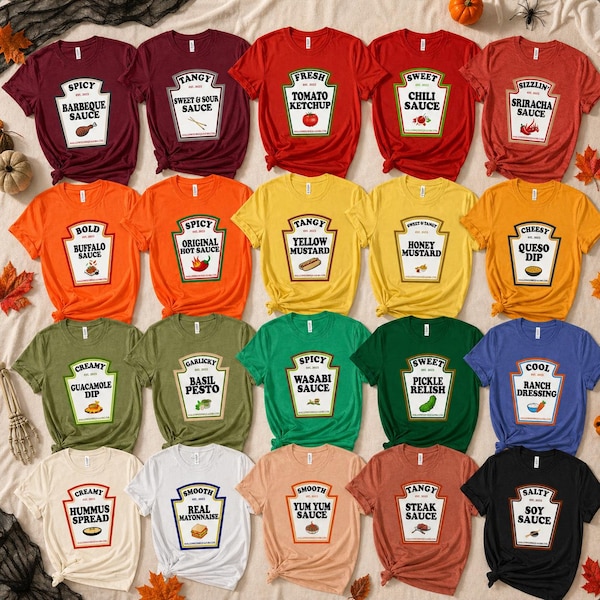 Group Condiment Shirts | Matching Condiment Halloween Costume Party Shirt | 2026 Softball Tournament Tshirt | Adults Youth Ketchup Ranch Tee