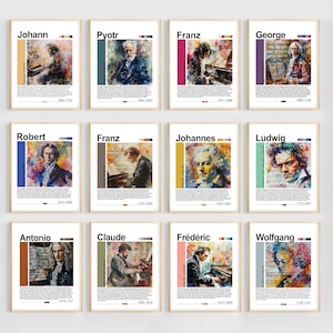 Carteles de compositores musicales / Juego de carteles para tablones de anuncios de compositores musicales / Kit para tablones de anuncios de profesores de música / Pared para aulas de teoría musical