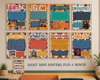 Hispanic American Heritage Month Bulletin Board | Hispanic Americans History Month Poster Set | Famous Latino Latina Posters for September