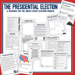 May include: A printable resource for teaching about the United States Presidential Election process. The resource includes information about the requirements to run for president, the electoral college, political parties, and the oath of office. The resource also includes a timeline of becoming president and a quick quiz.