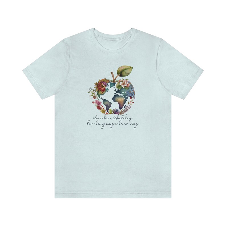 ESL Teacher Shirt | English as a Second Language Teach Tshirt | Beautiful Day Learning Enl | Multilingual Learners Linguist Team Tee Heather Ice Blue