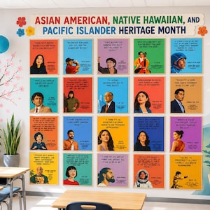 Asian American and Pacific Islander Heritage Month Bulletin Board Set | AAPI Posters & Quotes | AANHPI History Month Teacher Classroom Decor