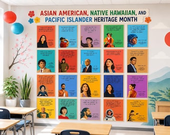 Asian American and Pacific Islander Heritage Month Bulletin Board Set | AAPI Posters & Quotes | AANHPI History Month Teacher Classroom Decor