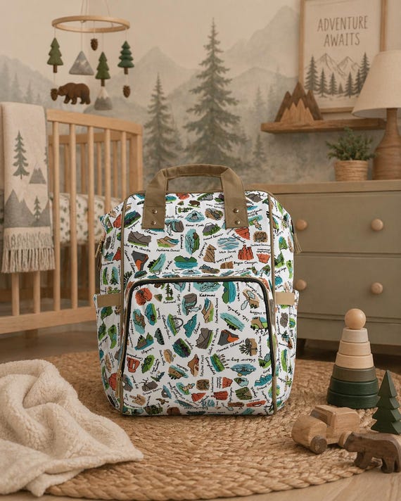 National Parks Diaper Bag | Vintage National Park Multifunctional Bag | Baby Backpack Diaper Bag | Park Lover | Baby Bags for Girls and Boys