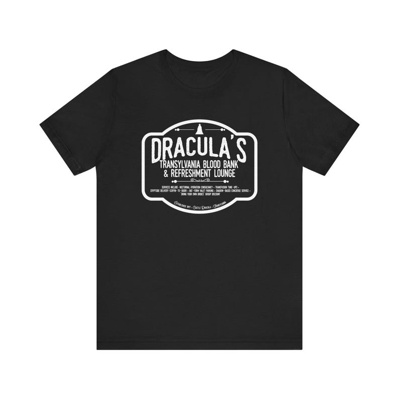 Dracula Shirt | Transylvania Blood Bank Tee | Classic Horror Literary TShirt | Vampire Humor Gift, Gothic Book Lover Dark Academia Aesthetic Black