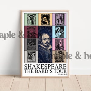 Shakespeare Poster | William Shakespeare Bard Eras Decor | Digital Download Printable Poster | Theatre Literature Poster Bulletin Board