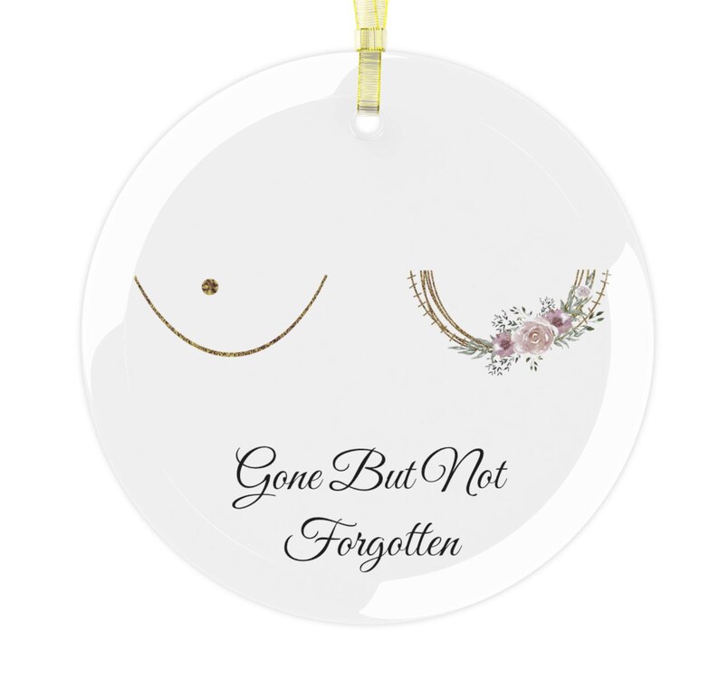 Mastectomy Gift | Mastectomy Glass Ornament | Custom Breast Cancer Survivor Christmas | Flat Closure Double Masectomy | Care Package Gifts Glass- No Date