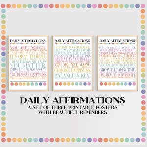 Posters geestelijke gezondheid | Afdrukbare digitale kunst met dagelijkse affirmaties | Therapiekantoordecoratiebundelset | Psycholoog, counselor, maatschappelijk werker