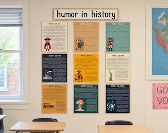 Funny US History Bulletin Board Set | Ap American APUSH Posters | High School Social Studies Classroom | United States WwI WwII Age Poster