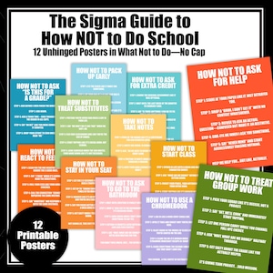 Gen Alpha Slang Funny Bulletin Board | The Sigma Guide to Doing School Wrong Posters | Middle School Classroom Rules | Back to School Decor