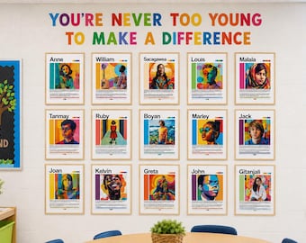 Kids Who Changed the World Bulletin Board | Famous Kids & Young Leaders Posters | Elementary Classroom Inspirational Decor Poster Set
