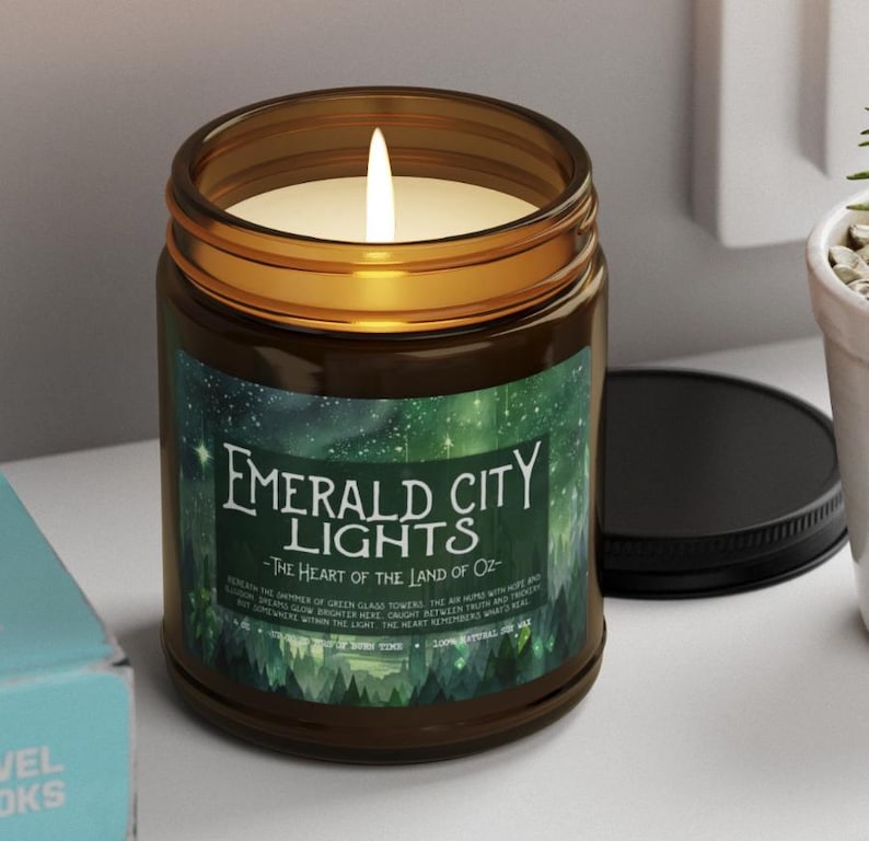 Emerald City Lights Candle Wizard of Oz Book Gift Literary