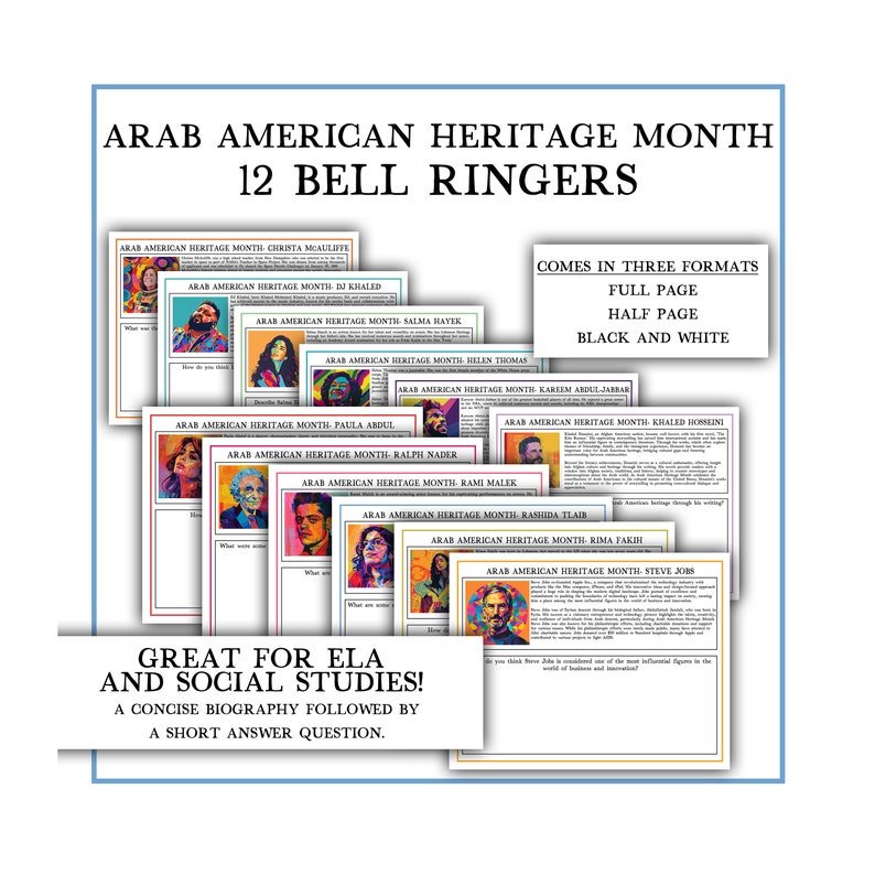 Arab American Heritage Month Bundle | Arab Americans History Activities ...