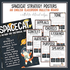 SPACECAT ELA Pinnwand Set | Rhetorische Analyes Englische Poster | AP Lang Literatur Komposition Klasse druckbare Kunst Sofort Download