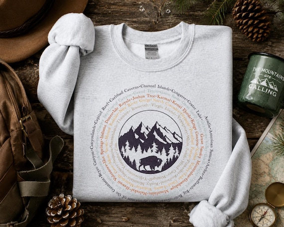 63 National Parks Sweatshirt | National Park Crewneck Shirt | Hiking Camping Road Trip Gift | Explore America Nature Lover Souvenir Gifts
