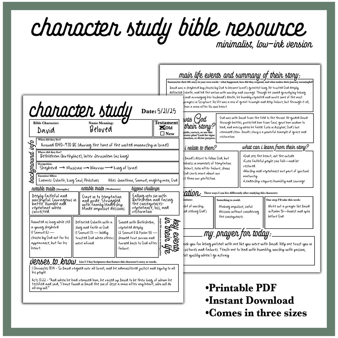 Bible Character Study Guide | Printable Christian Bible Study ...