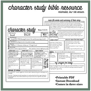 Bible Character Study Guide | Printable Christian Bible Study Worksheets | Faith Journal Template for Women, Men, Students Digital Study PDF