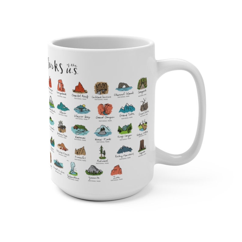 63 US National Parks 15 oz 11 oz Mug NP Park Coffee Gift Camping, Hiking, Road Trip Christmas Gifts Yellowstone, Yosemite, Zion, Smokies image 7