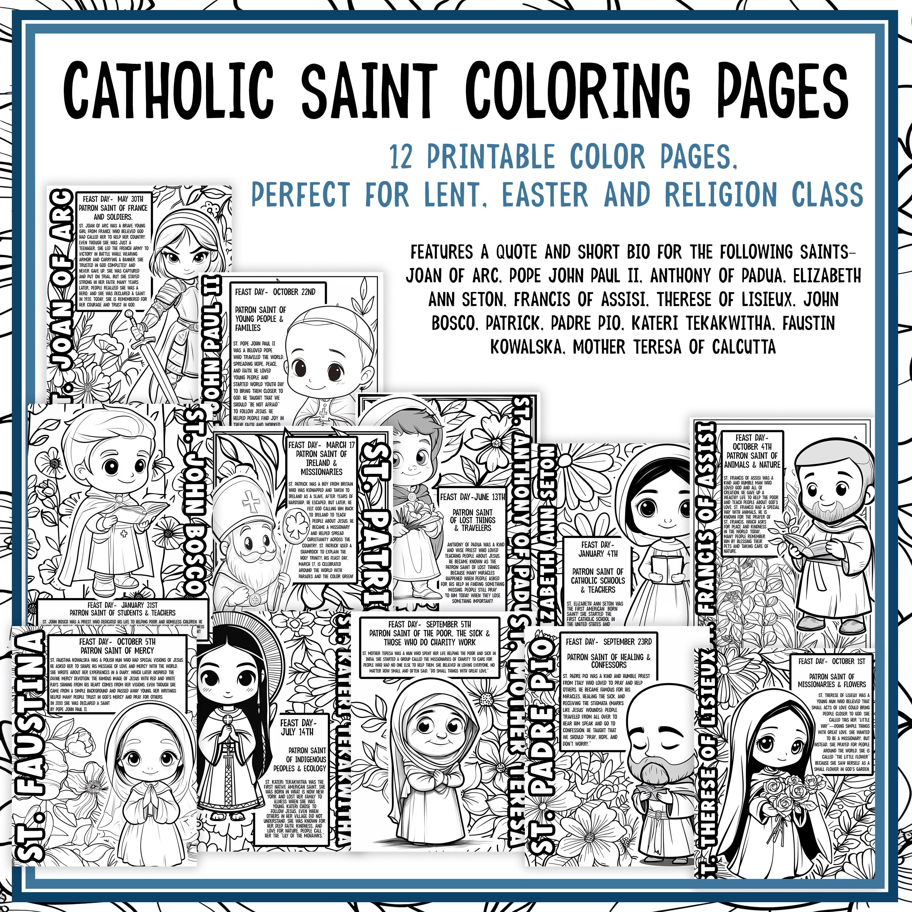 Catholic Saints Coloring Pages | Lent Activities for Kids | Catholic ...