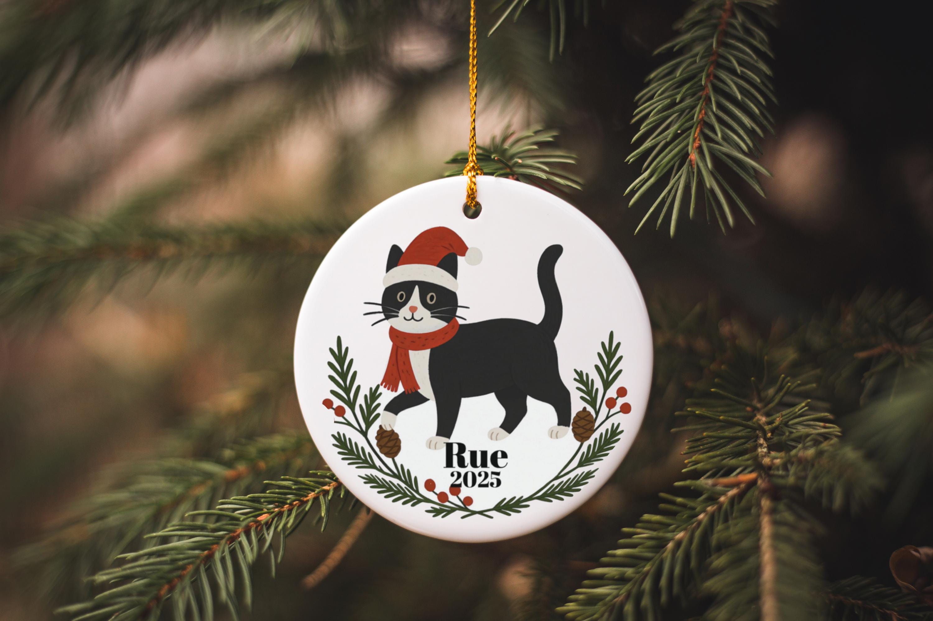 Personalized Tuxedo Cat Christmas Ornament | Custom Gift for Cat Lover ...