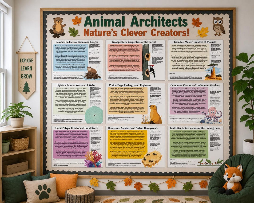 Animal Architects Bulletin Board Set | Habitat and Ecosystem Posters ...