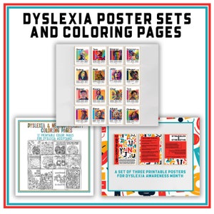 Dyslexia Awareness Month Bulletin Board Bundle | Dyslexie Menschen Poster Set | Feiern Sie die Neurovielfalt Oktober Klassenzimmer Färbung Poster