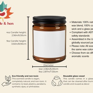 May include: A brown glass candle jar with a black lid. The label is blank. The candle is 2.56 inches (6.50 cm) or 3.50 inches (8.90 cm) tall, with a diameter of 2.36 inches (6.00 cm) or 2.87 inches (7.30 cm).