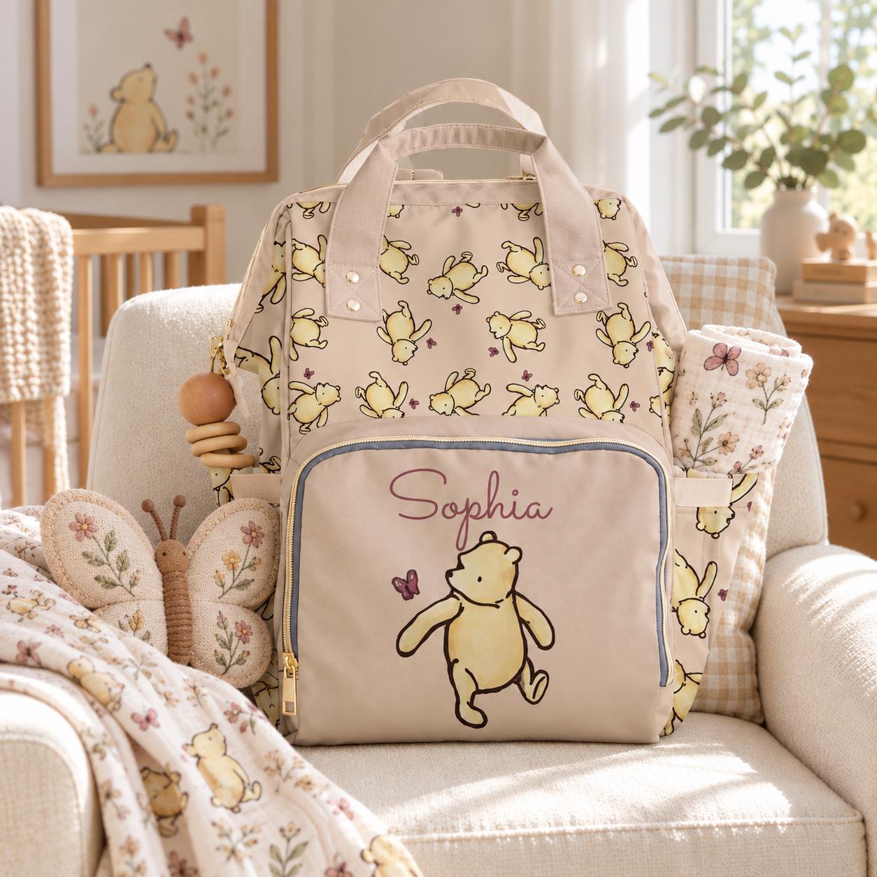 Winnie the Pooh Diaper Bag Personalized Classic Pooh Multifunctional Baby Shower Gift Baby Backpack Diaper Bag Baby Bags for Girls