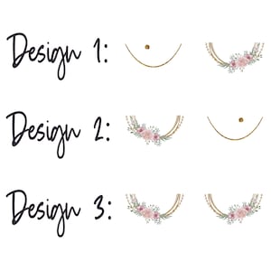 May include: Three different designs for a breast cancer awareness ribbon. The first design features a gold glitter ribbon with a small gold glitter dot in the center. The second design features a gold glitter ribbon with a floral wreath on the left side. The third design features two floral wreaths, one on each side of the gold glitter ribbon.