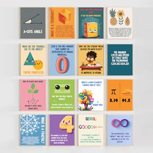 Quadro de avisos de matemática | Piadas engraçadas e fatos sobre matemática | Kit de quadro de avisos de matemática para o ensino fundamental