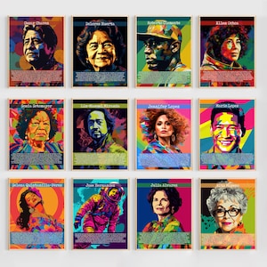 Hispanic American Heritage Month Poster | Hispanic Geschichts Bulletin Board Kit | Berühmte Hispanic Klassenzimmer Dekor Poster | Vintage Kunst