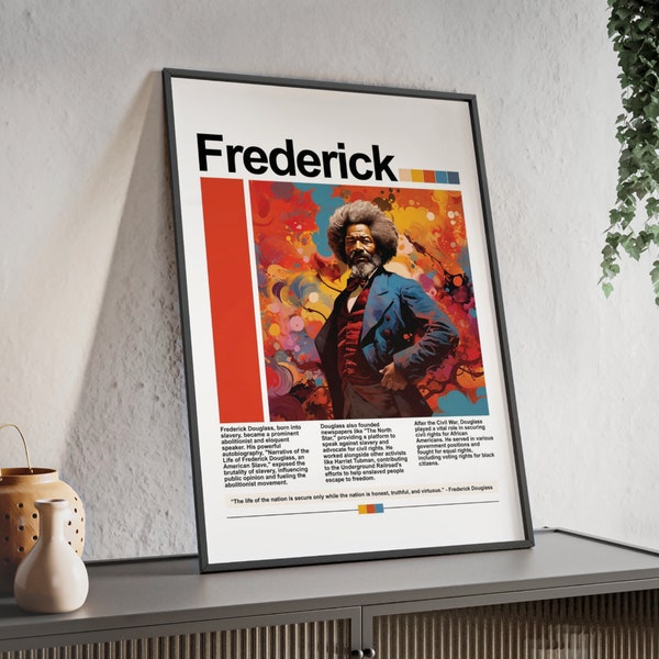Frederick Douglass Digital Art Print | Retro Black History Month Printable | Civil Rights Movement | Black History Bulletin Board Kit