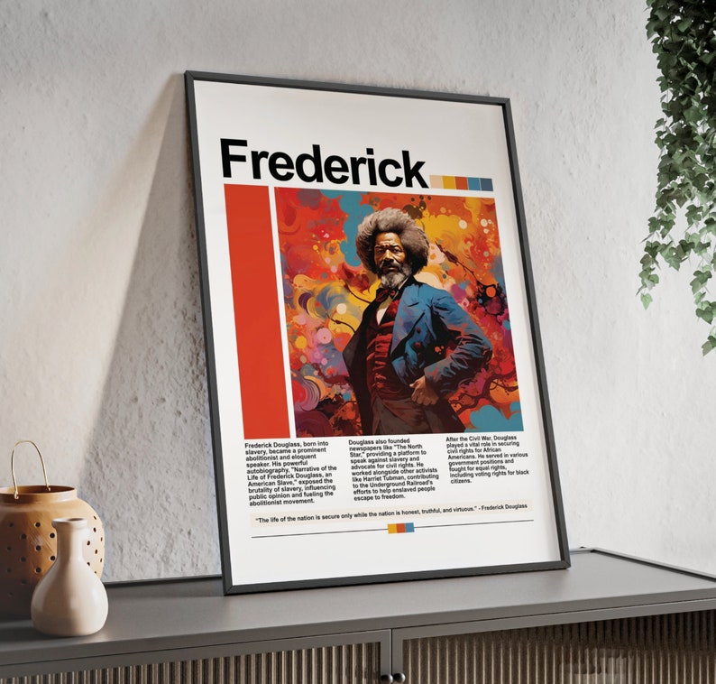 Frederick Douglass Digital Art Print | Retro Black History Month ...
