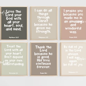Kids Bible Verse Posters | Children&#39;s Sunday School Scripture Bulletin Board | Christian Education Printable Poster Set | Catholic Classroom