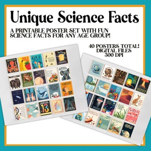 Lustige Wissenschaftsklasse Poster Bündel | 40 Hilarious Facts Bulletin Board für Lehrkräfte Poster zum Selbstausdrucken für die Sekundarstufe