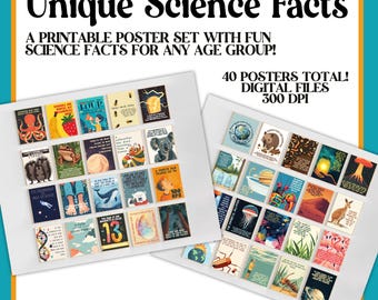 Funny Science Class Posters Bundle | 40 Hilarious Facts Science Teacher Classroom Bulletin Board | Printable Posters for Middle High School