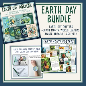 Earth Day Bulletin Board & Activity Bundle | April Earth Month Posters | Environmental Leaders Poster Set | Sustainability Activists Craft
