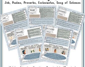 Bible Study Guide | The Poetry & Wisdom Books Digital Guide | Printable Bible Notes, Job Psalms Proverbs Ecclesiastes Solomon Summary