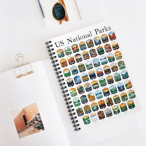 The 63 National Parks Checklist Lined Journal | US NP Parks Souvenir Spiral Notebook Gift | United States Road Trip | Travel Christmas Gifts