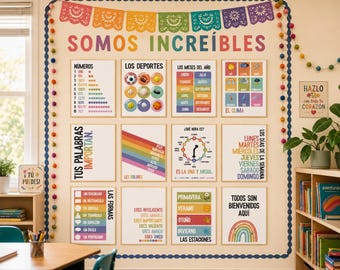 Spanish Classroom Posters | Spanish Teacher Foreign Language Bulletin Board | Middle School Class Poster Set | Aula de Español Pósters