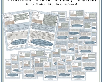 Catholic Bible Book Summary Guide | 73 Books of the Bible | Deuterocanonical Books | Printable Catholic Bible Study Worksheets, Digital Tool