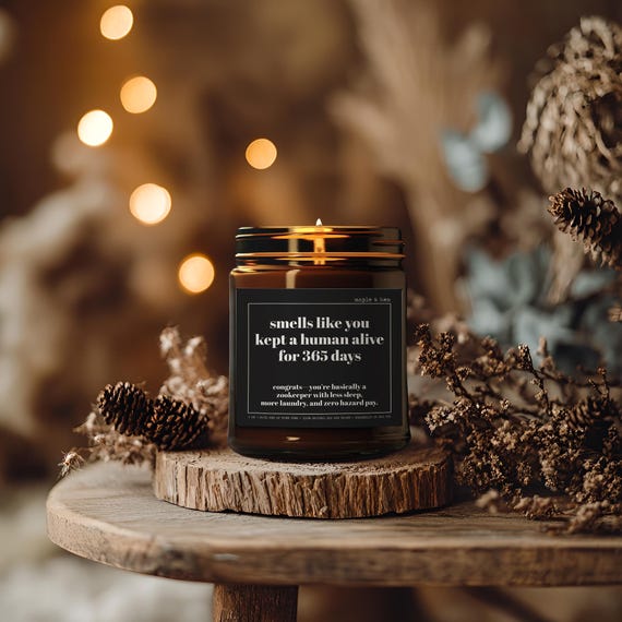 First Year Parenting Candle | First Birthday Gift for Parents from Friends | Funny Gift for Exhausted Mom & Dad | Sarcastic 1st Bday Candle